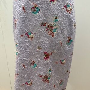Parkinsons lavender hand embroidered textured floral pencil skirt